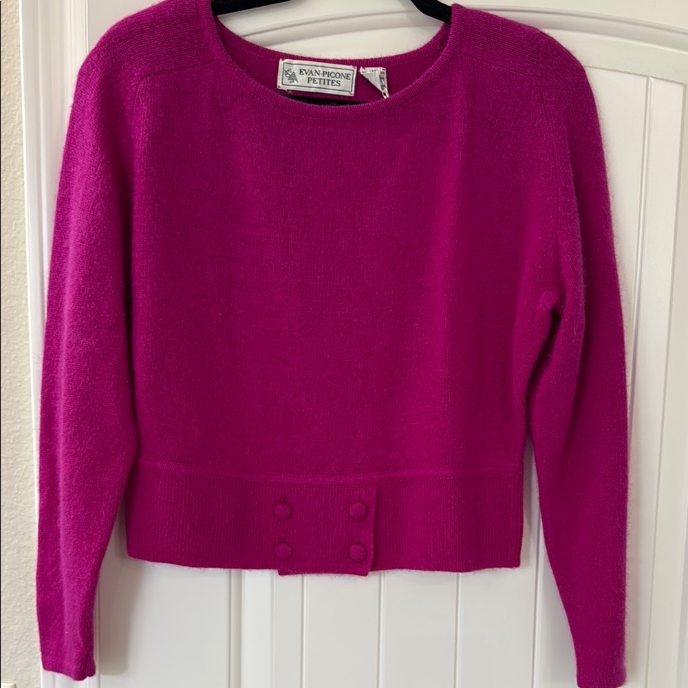 Evan Picone Petites Pink Crew Neck Cropped Sweater